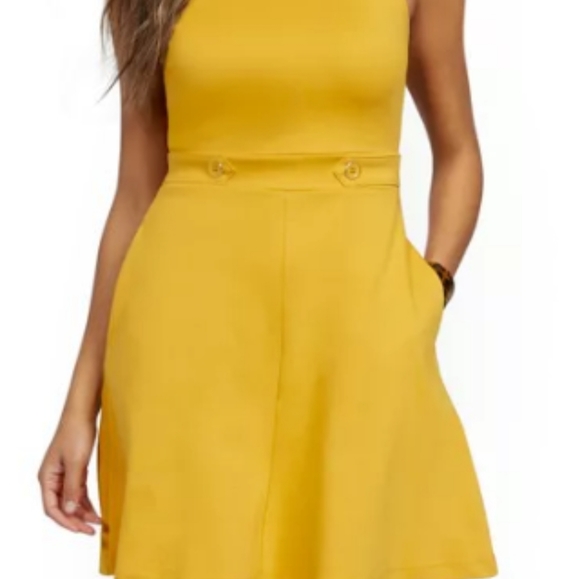 NEW YORK & COMPANY TWO-BUTTON FIT AND FLARE DRESS-CITY KNITS - Picture 2 of 6